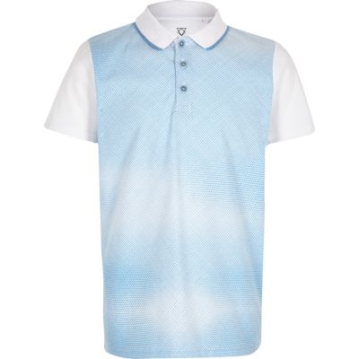 Boys blue geometric print polo shirt